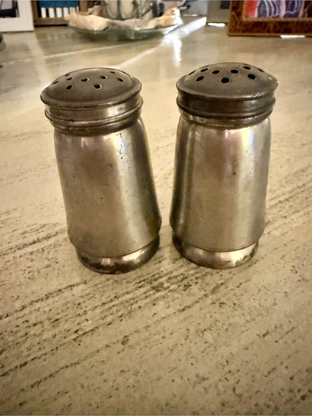 Vintage Pewter Salt & Pepper Shaker Set